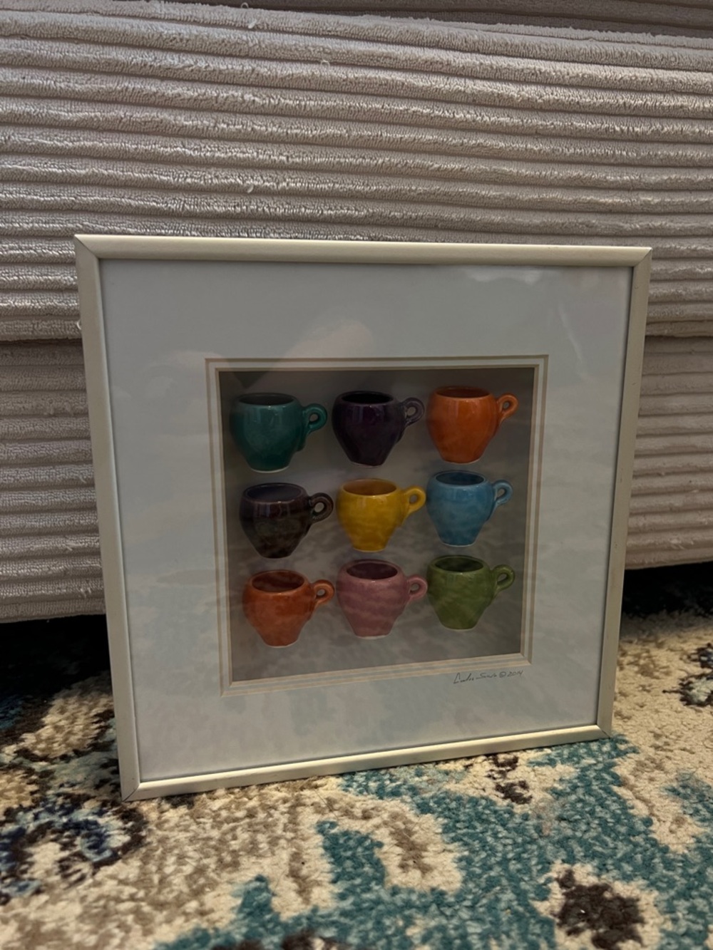 Carlos Silva - Centuries Clayworks Shadowbox Miniature Multicolored Cups Signed